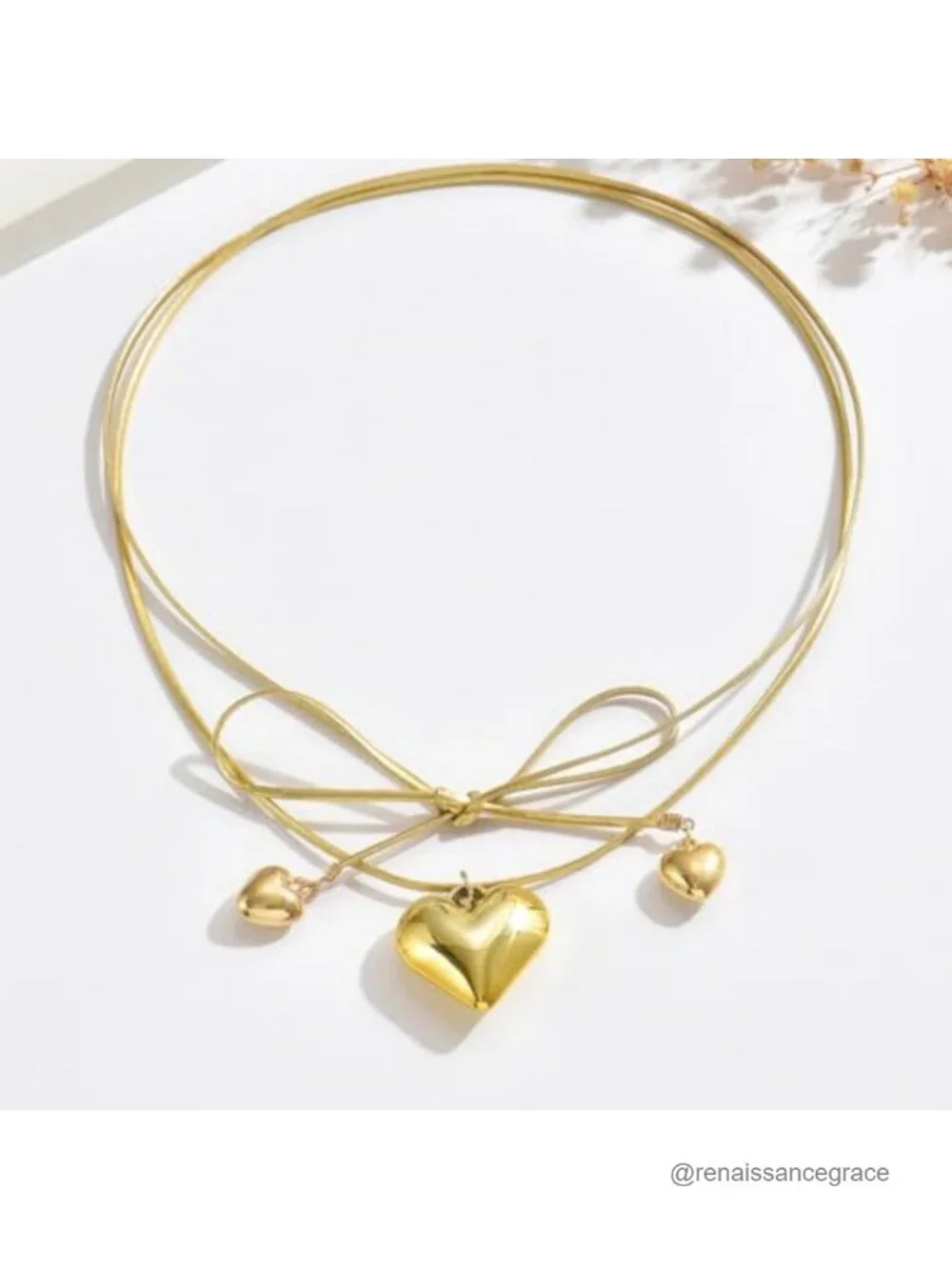 Chunky Heart Necklace 14k Gold Plated Layered Choker Charm